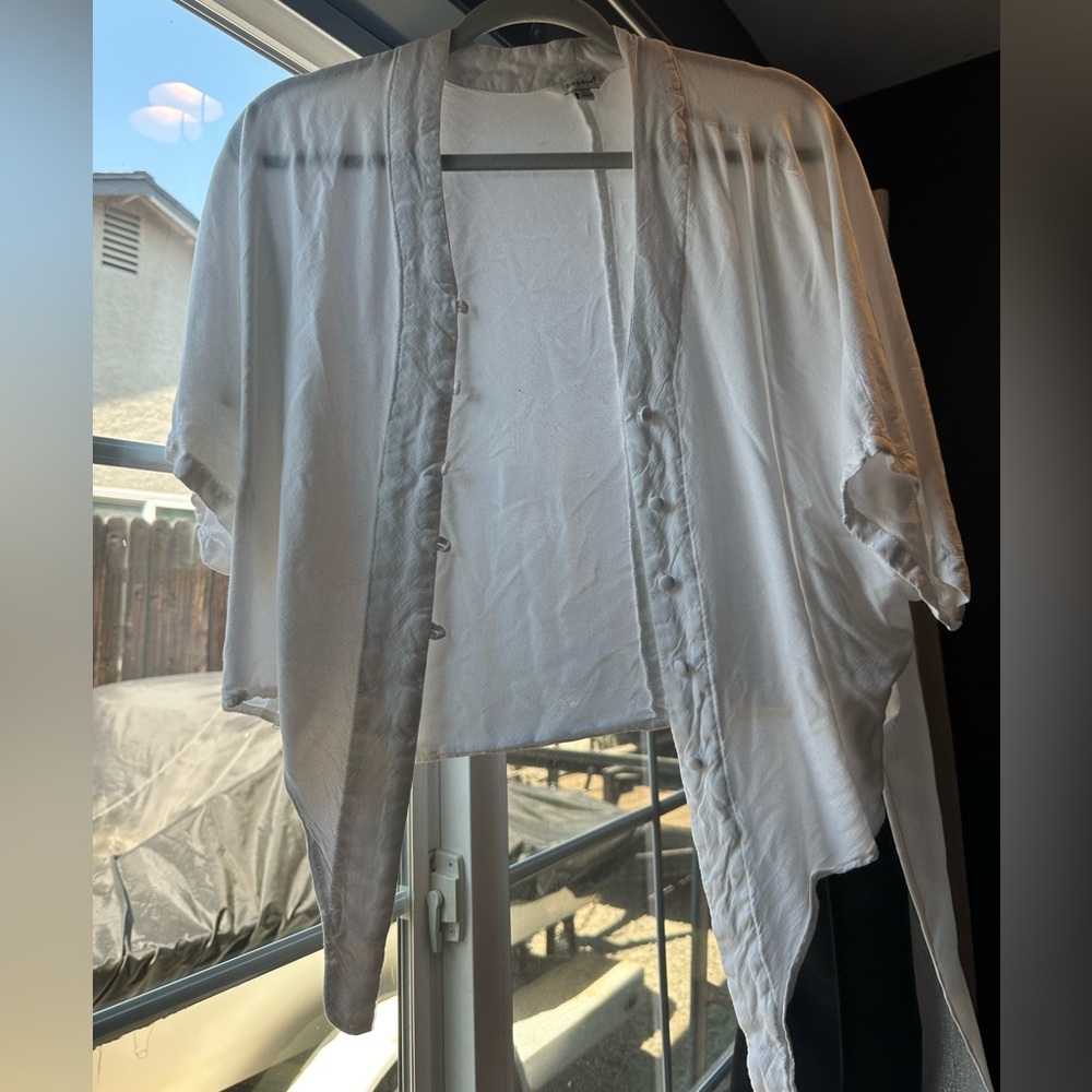 White Button Up Tie Front Blouse